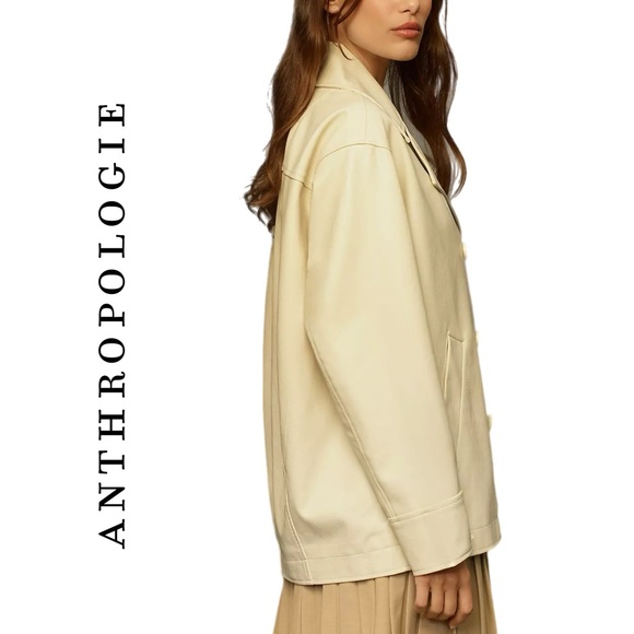 Anthropologie Maeve Faux-Leather Cocoon Blazer Jacket - Picture 2 of 6